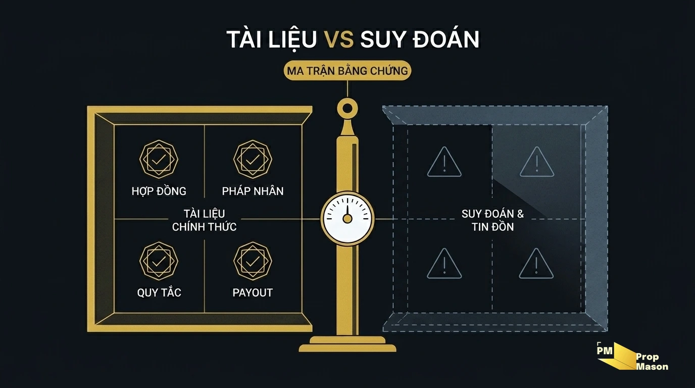 Ma trận bằng chứng: tài liệu chính thức so với tin đồn
