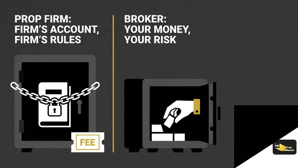 A prop firm account versus a broker account: whose money and whose rules
