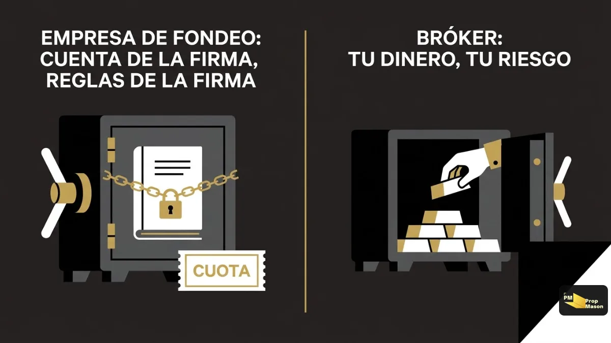 Cuenta de prop firm frente a cuenta de bróker: de quién es el dinero y quién pone las reglas