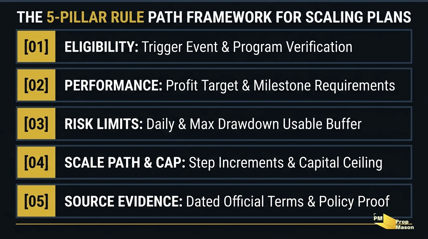 5-pillar framework for scaling plans: eligibility, performance, risk limits, scale path, and evidence